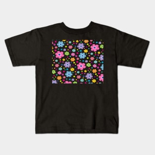 Colorful Hippy Flower Spring Pattern Kids T-Shirt